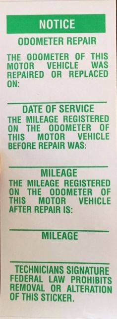 Notice of Odometer Repair