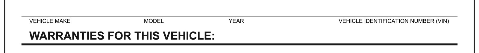 The vehicle information box at the top of the FTC Buyers Guide